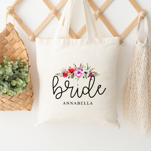 Brudväska med blomsterbukett tygkasse