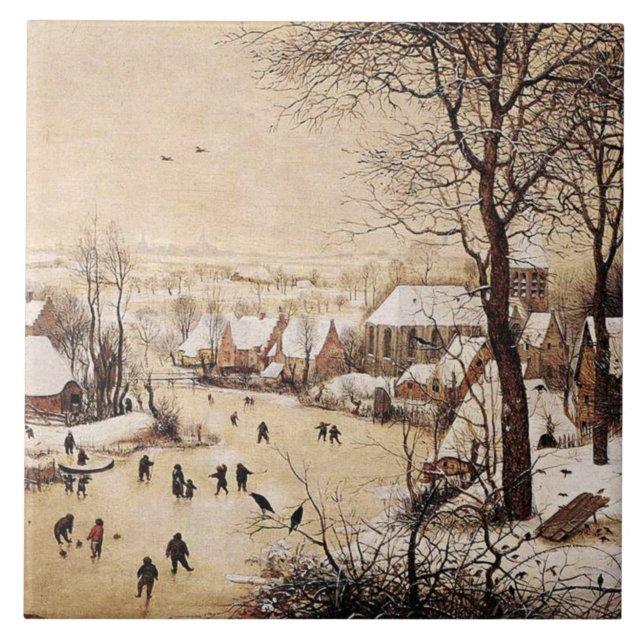 Bruegel den äldre - vinterlandskap kakelplatta (Framsidan)