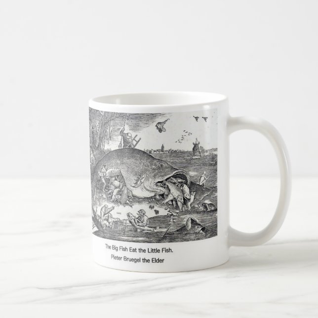 Bruegel , “ The Big Fish Eat the Little Fish. ” Kaffemugg (Höger)