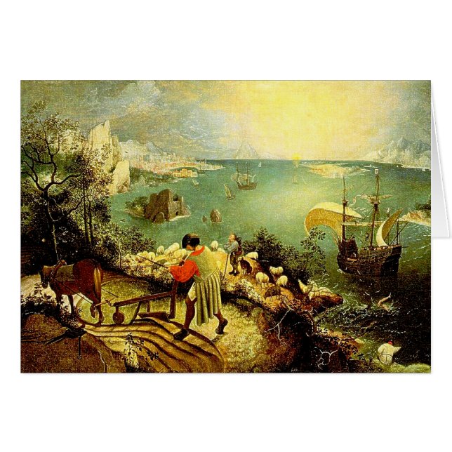 Bruegels landskap med Fall of Icarus - 1558 Hälsningskort (Framsidan Horizontal)