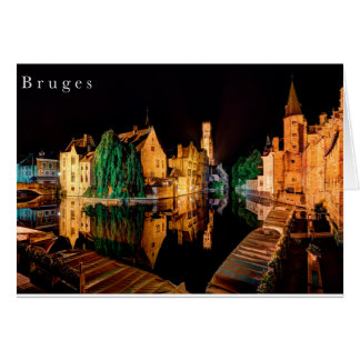 Bruges at night card hälsningskort