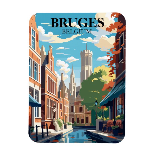 Bruges Belgien Resa Illustration Magnet (Vertikal)