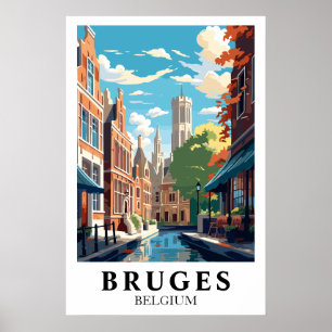 Bruges Belgien Resa Illustration Poster