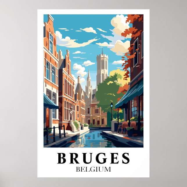 Bruges Belgien Resa Illustration Poster (Framsidan)