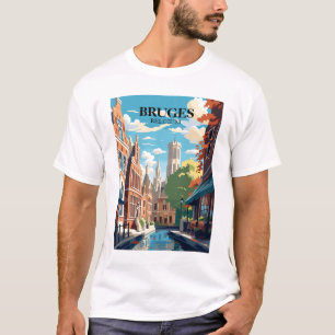 Bruges Belgien Reseskissillustration T Shirt