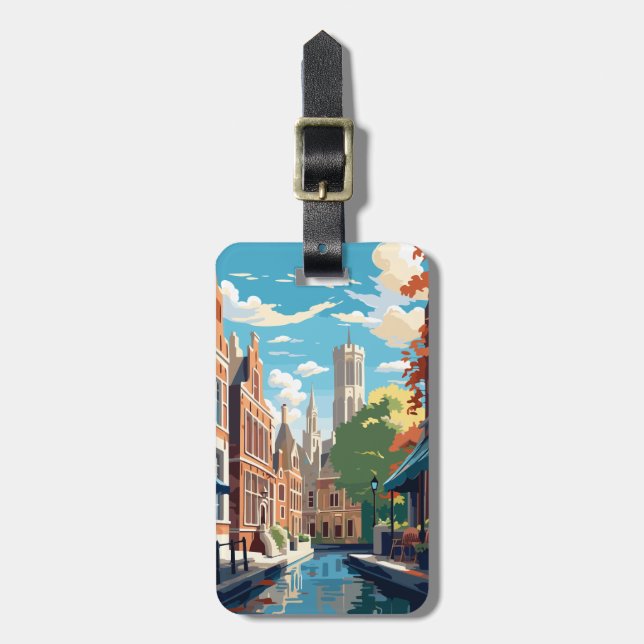 Bruges Belgien Resväskemärken Bagagebricka (Vertikal Framsida)