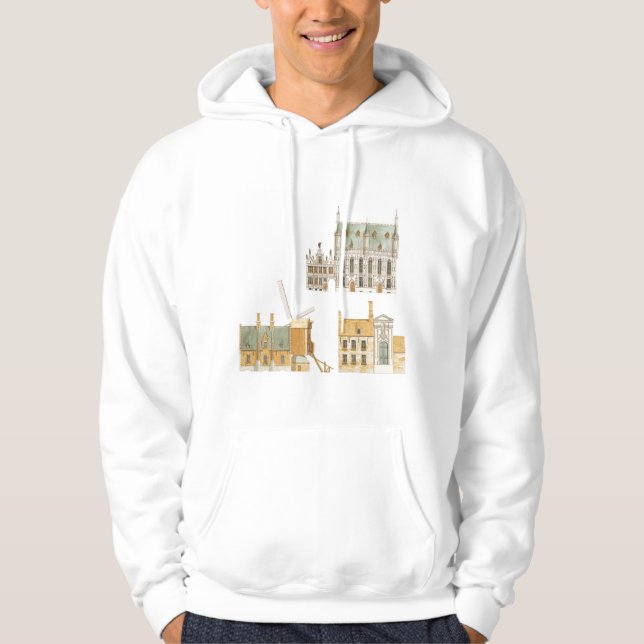 Bruges Belgien. Stadshus och traditionellt Tröja Med Luva (Framsida)