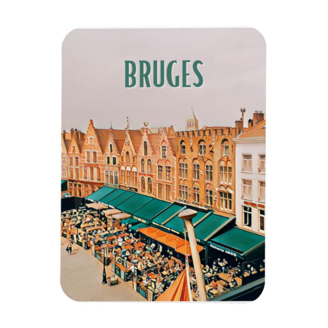 Bruges Belgique Photo Vintage Magnet (Vertikal)