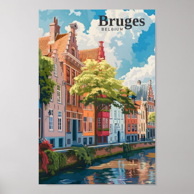 Bruges Belgium Art Vintage resor Poster (Framsidan)