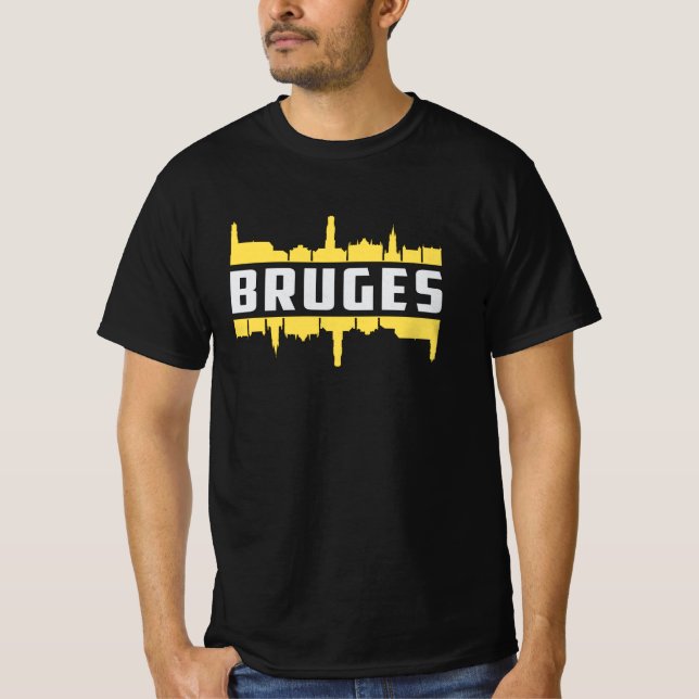 Bruges Belgium City Skyline Cityscape Funny Gift T Shirt (Framsida)