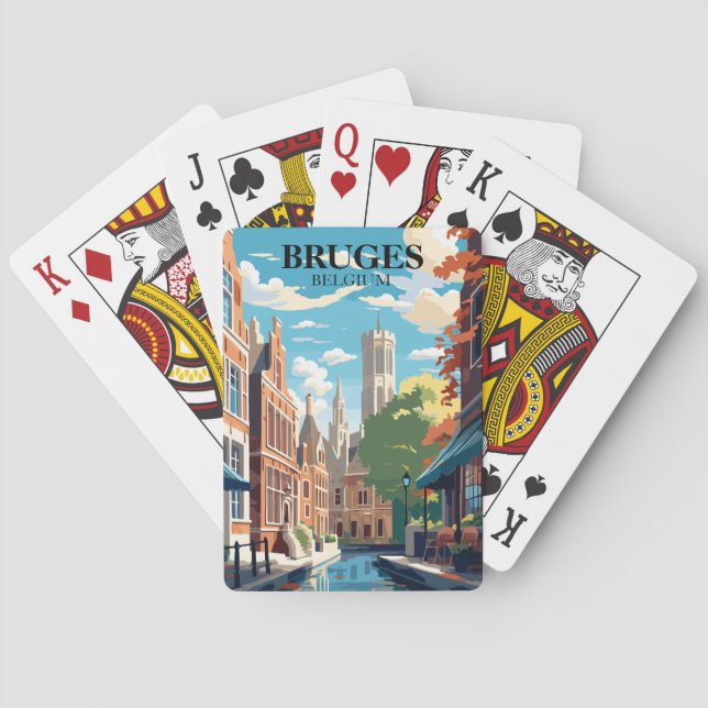Bruges Belgium Travel Illustration Casinokort (Baksidan)