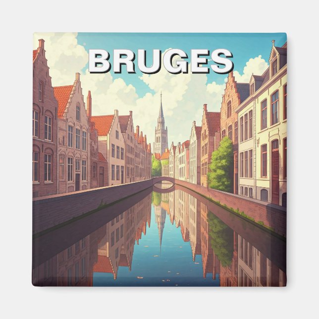 Bruges Belgium Travel Souvenir Magnet (Framsidan)