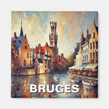 Bruges Belgium Travel Souvenir Painting
