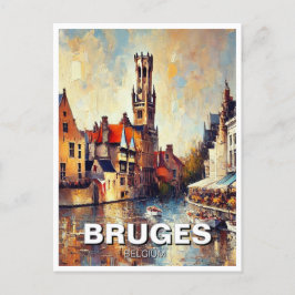 Bruges Belgium Travel Souvenir Painting Vykort