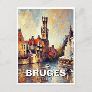 Bruges Belgium Travel Souvenir Painting Vykort