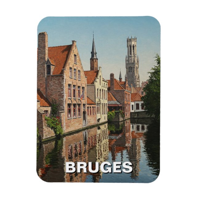 Bruges Belgium Travel Souvenir Vintage Magnet (Vertikal)
