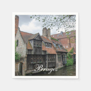 Bruges-staden i Belgien Pappersservett