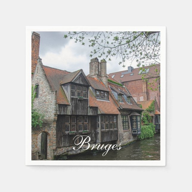 Bruges-staden i Belgien Pappersservett (Framsidan)