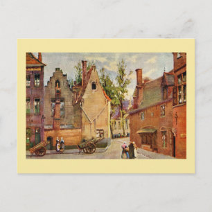 Bruges Ställe des Tanneurs litho aquarelle Vykort
