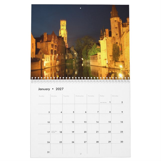 Brugge (Bruges), Belgien Kalender (Jan 2027)