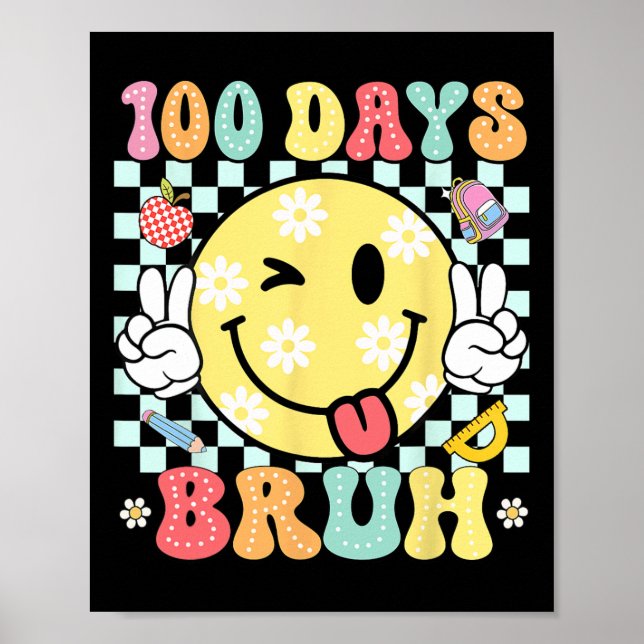 Bruh 100 dagar med skollejon Ansikte 100 dagar Poster (Framsidan)