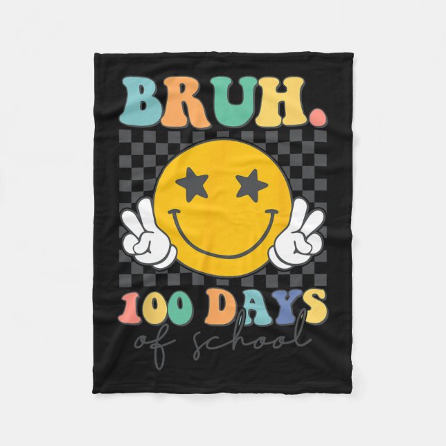 Bruh 100 skoldagar 100 dagar för skolpojkar G Fleecefilt (Framsidan)