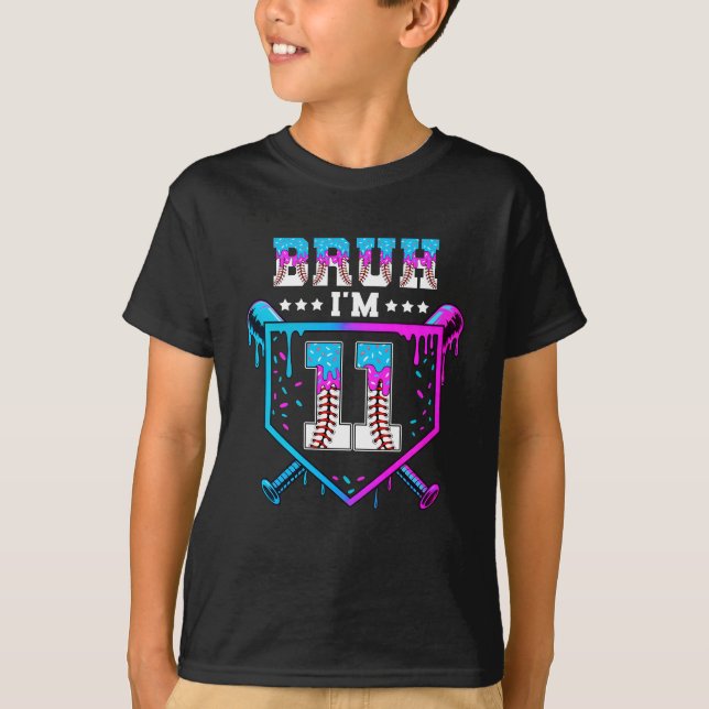 Bruh 11:e födelsedagen Boy Baseball Ice Cream Drip T Shirt (Framsida)