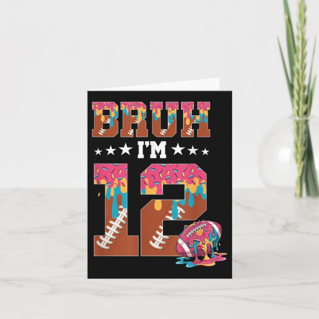 Bruh 12:e Birthday Boy Football Ice Cream Drip 12 Kort (Framsida)