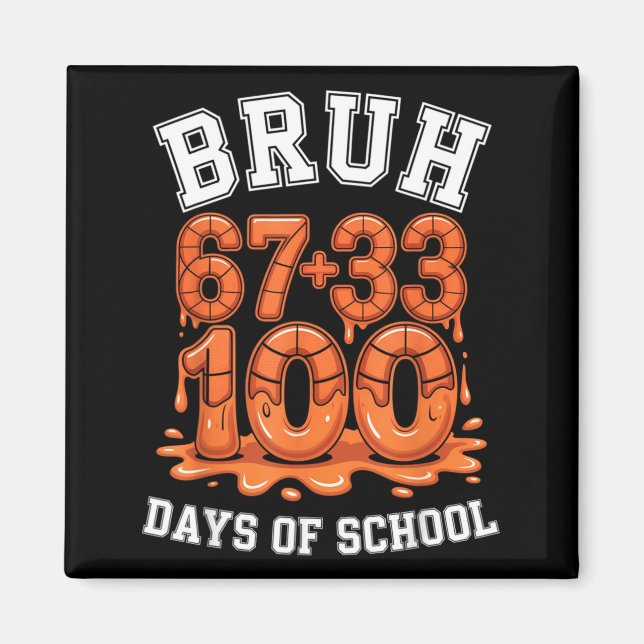 Bruh 67+33 100 dagar i skolan basket matte meme magnet (Framsidan)
