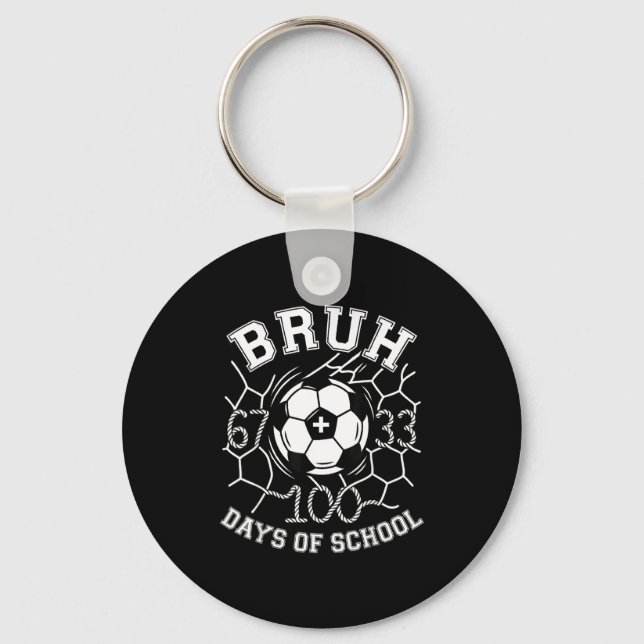 Bruh 67 33 100 skoldagar fotboll barn pojkar 100 nyckelring (Framsida)