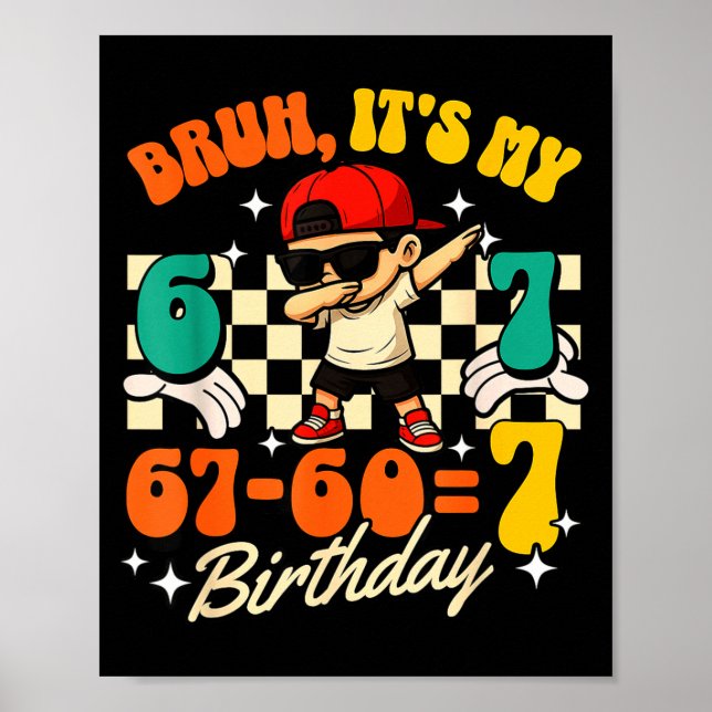 Bruh 67-607 7th Birthday Cool Boy Dabbing Party Poster (Framsidan)