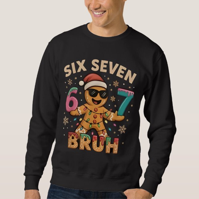 Bruh 67 Christmas Six Seven Gingerbreadman Boys 67 Lång Ärmad Tröja (Framsida)