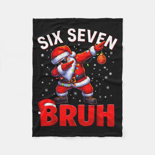 Bruh 67 Dabbing Santa Funny Meme Six Seven Christm Fleecefilt (Framsidan)