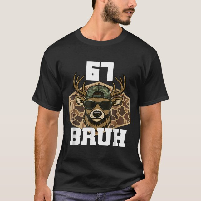 Bruh 67 Deer Funny Deer Hunting Camo Hat Youth Tee (Framsida)