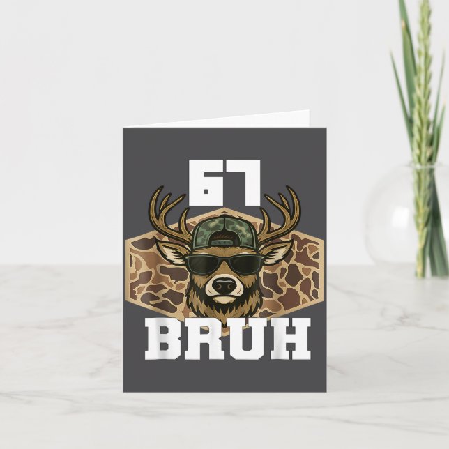 Bruh 67 Deer Funny Deer Hunting Camo Hat Youth Tee Kort (Framsida)