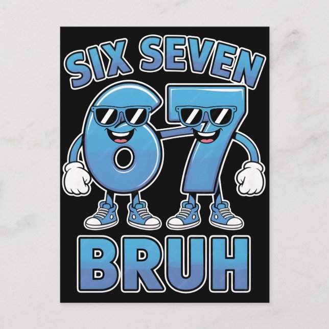 Bruh 67 Meme Rolig Retro Skript Slang Kläder Helg Vykort (Framsida)