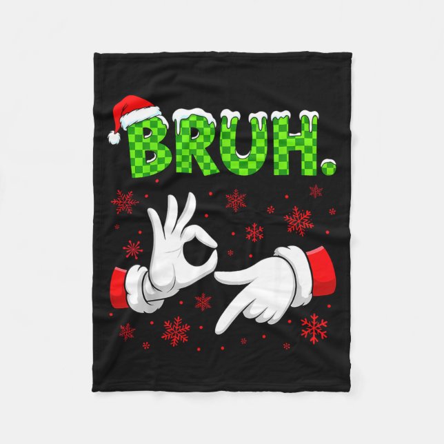 Bruh 67 Santa Hand Six Seven Meme Christmas Matchi Fleecefilt (Framsidan)