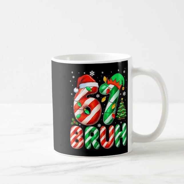Bruh 67 Six Seven 6 7 Meme Christmas Funny Boy Gir Kaffemugg (Höger)