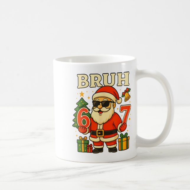 Bruh 67 Six Seven 6 7 Meme Christmas Santa Pajamas Kaffemugg (Höger)