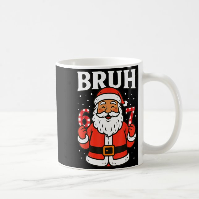 Bruh 67 Six Seven 6 7 Meme Christmas Santa Pajamas Kaffemugg (Höger)