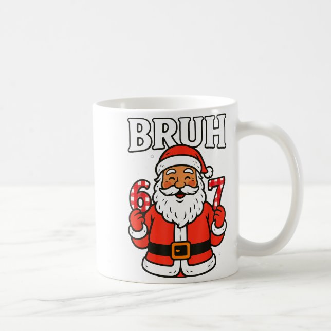 Bruh 67 Six Seven 6 7 Meme Christmas Santa Pajamas Kaffemugg (Höger)