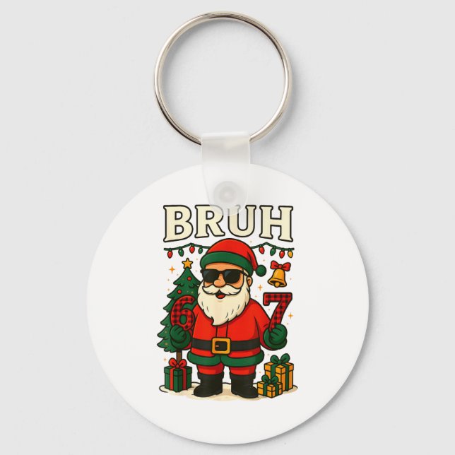 Bruh 67 Six Seven 6 7 Meme jul Santa Pyjamas Nyckelring (Framsida)