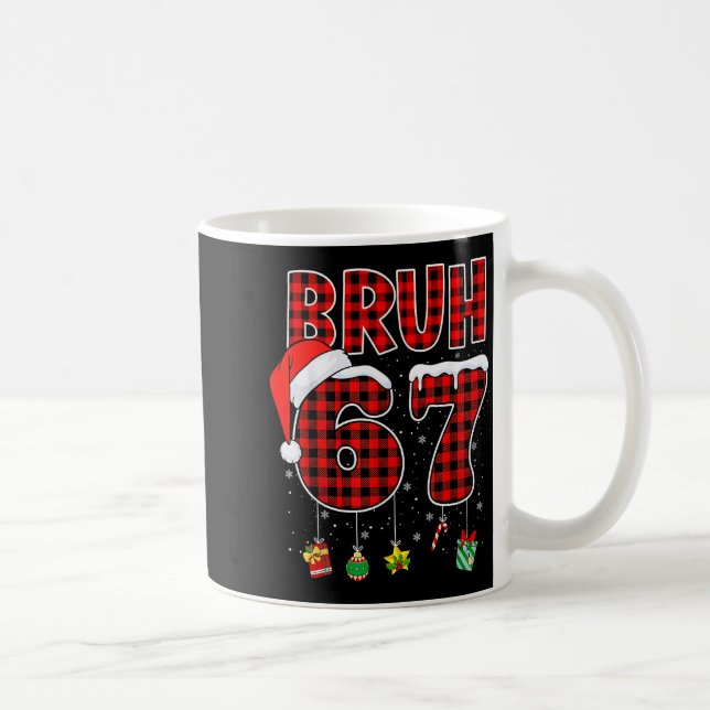 Bruh 67 Six Seven Meme Kul Jul Röd Plaid Xma Kaffemugg (Höger)