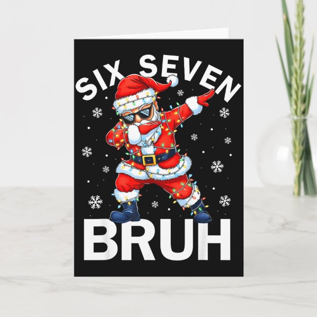 Bruh 67 Six Seven Santa Dabbing Christmas Meme Boy Kort (Framsida)