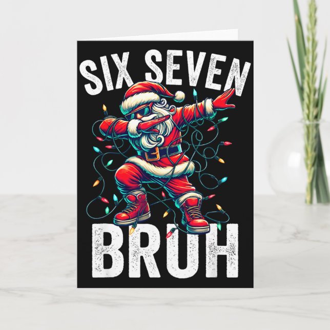 Bruh 67 Six Seven Santa Dabbing Christmas Meme Boy Kort (Framsida)