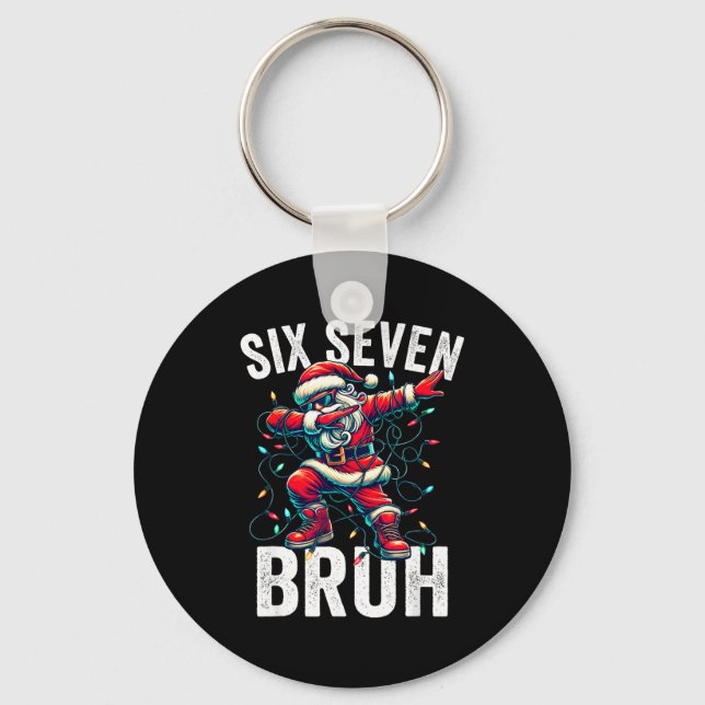 Bruh 67 Six Seven Santa Dabbing Christmas Meme Boy Nyckelring (Framsida)