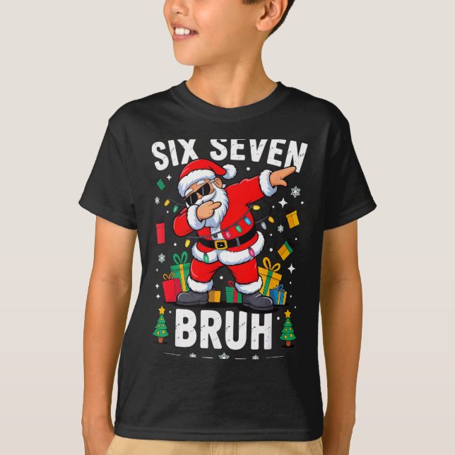 Bruh 67 Six Seven Santa Dabbing Christmas  T Shirt (Framsida)