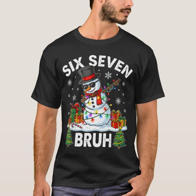 Bruh 67 Six Seven Snowman Dabbing Christmas 6 7 Bo T Shirt (Framsida)