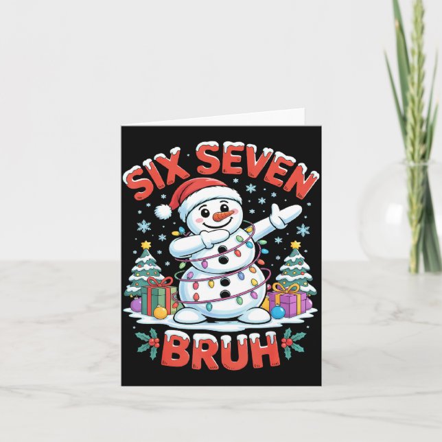 Bruh 67 Six Seven Snowman Dabbing Christmas Shirts Kort (Framsida)