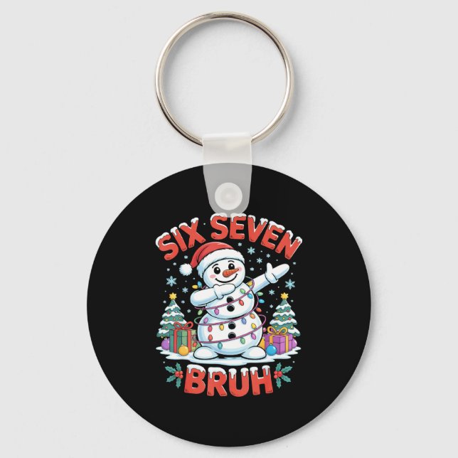 Bruh 67 Six Seven Snowman Dabbing Christmas Shirts Nyckelring (Framsida)